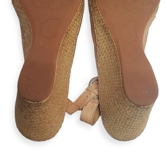 BOC Born Concept Leather Wedges Flower Sandals Size 10 Slingback Tan Open Toe - Picture 8 of 10